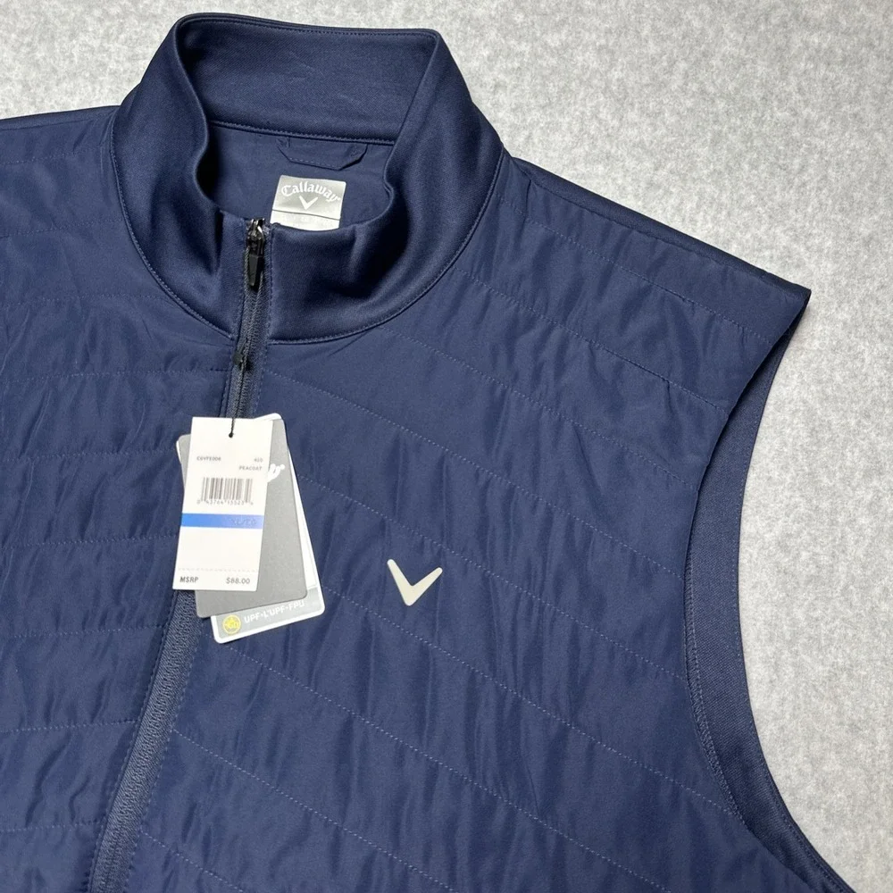 Callaway Quilted Full Zip Puffer Golf  Vest Men's Size XL Navy Blue NWT